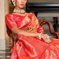 Designer Banarasi Silk Orange Pink Jacquard Work Saree
