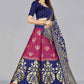 A Line Lehenga Banarasi Silk Jacquard Blue Magenta Jacquard Work Lehenga Choli