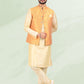 Kurta Payjama With Jacket Banarasi Silk Jacquard Cream Orange Jacquard Work Mens