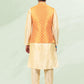 Kurta Payjama With Jacket Banarasi Silk Jacquard Cream Orange Jacquard Work Mens