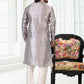 Kurta Pyjama Banarasi Silk Grey Digital Print Mens