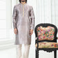 Kurta Pyjama Banarasi Silk Grey Digital Print Mens