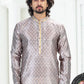 Kurta Pyjama Banarasi Silk Grey Digital Print Mens