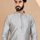 Kurta Pyjama Banarasi Silk Jacquard Grey Jacquard Work Mens