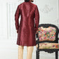 Kurta Pyjama Banarasi Silk Maroon Digital Print Mens