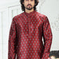 Kurta Pyjama Banarasi Silk Maroon Digital Print Mens