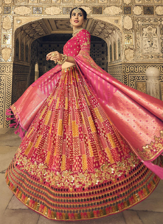 Lehenga Choli Banarasi Silk Pink Embroidered Lehenga Choli