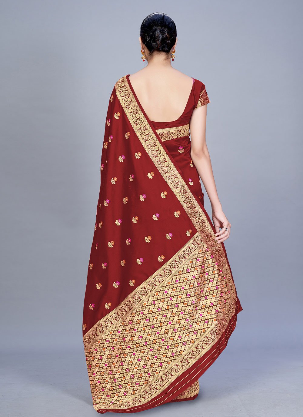 Classic Banarasi Silk Maroon Woven Saree