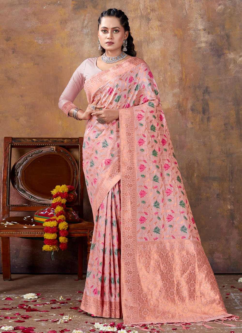 Traditional Saree Banarasi Silk Mauve Fancy Work Saree