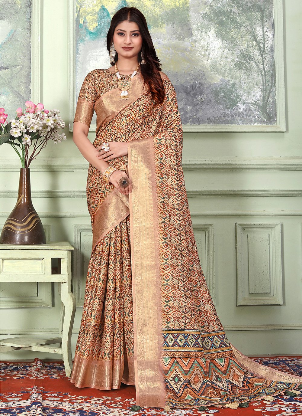 Trendy Saree Banarasi Silk Tussar Silk Multi Colour Weaving Saree