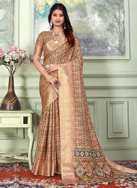 Trendy Saree Banarasi Silk Tussar Silk Multi Colour Weaving Saree