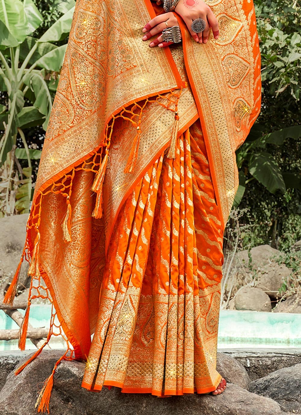 Traditional Saree Banarasi Silk Mustard Weaving Saree