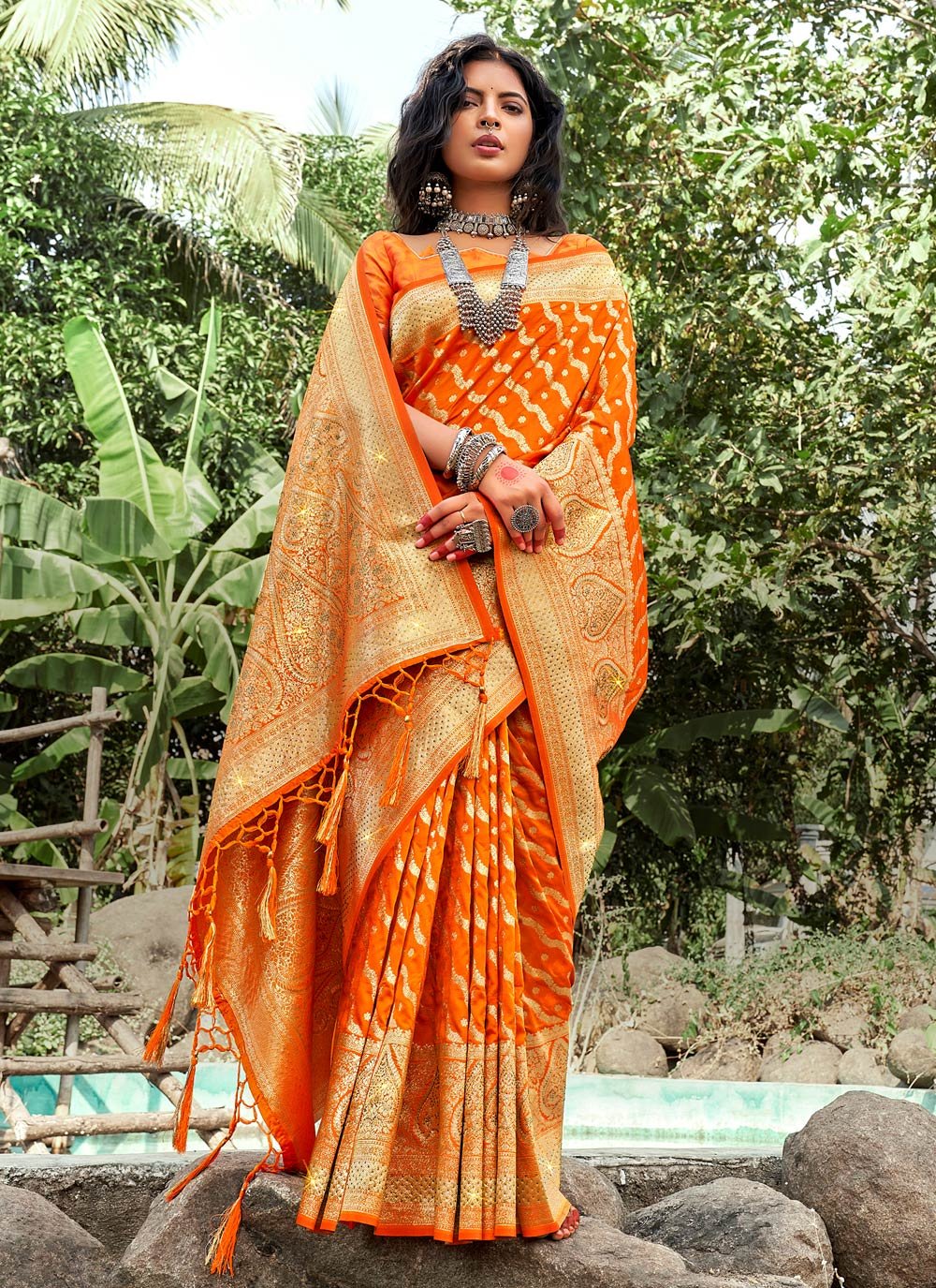 Traditional Saree Banarasi Silk Mustard Weaving Saree