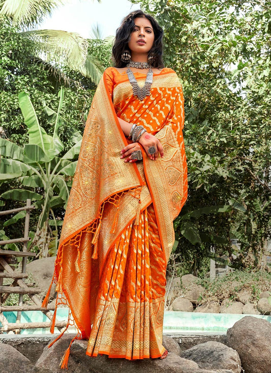 Traditional Saree Banarasi Silk Mustard Weaving Saree