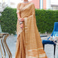 Contemporary Banarasi Silk Mustard Digital Print Saree