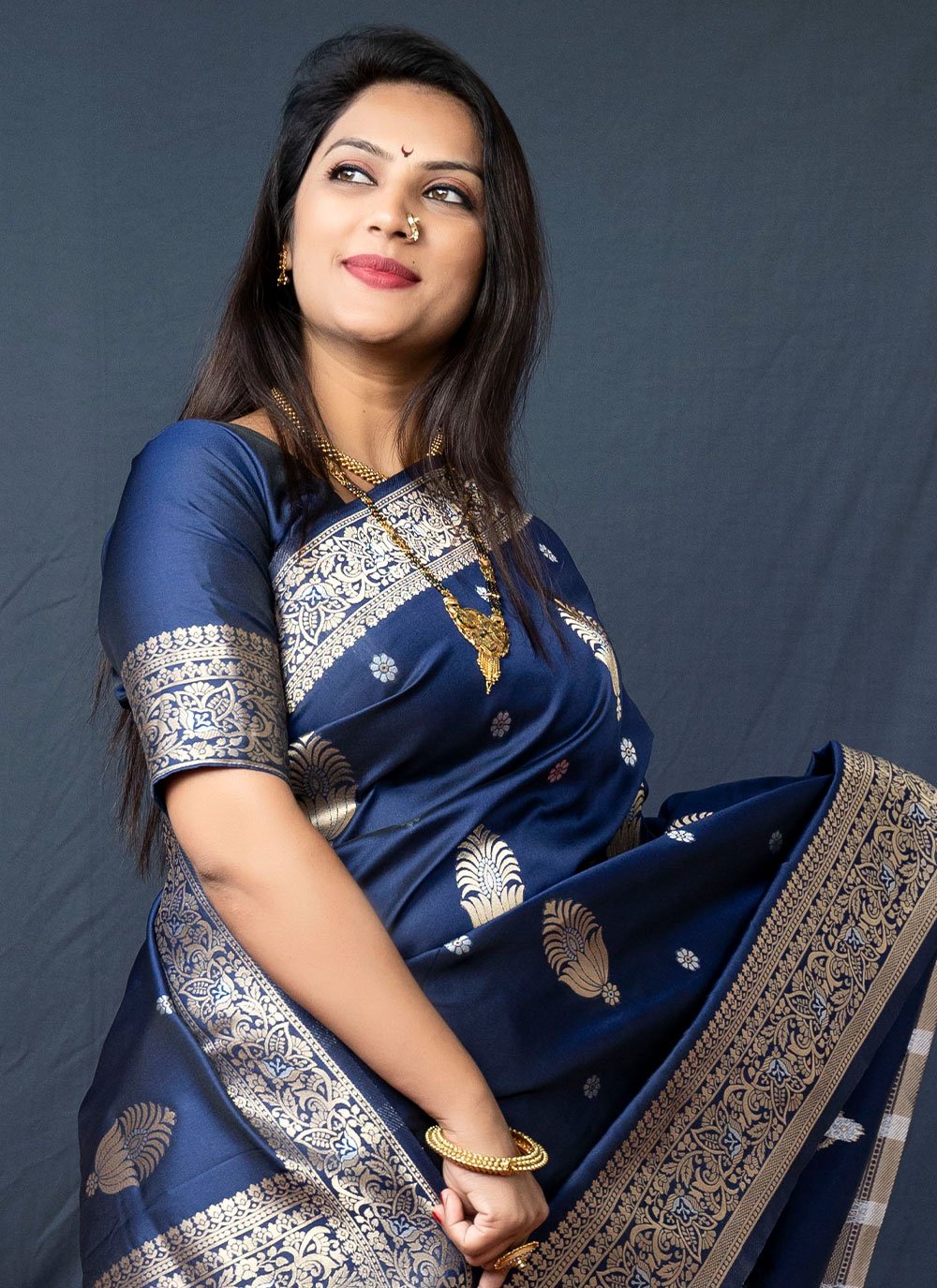 Classic Banarasi Silk Blue Weaving Saree