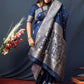 Classic Banarasi Silk Blue Weaving Saree