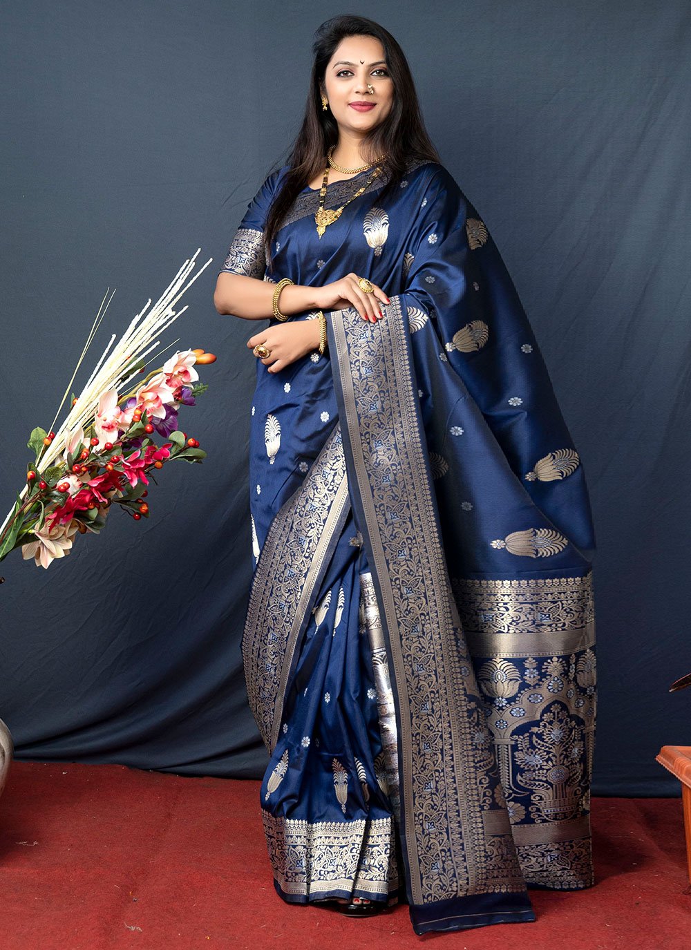 Classic Banarasi Silk Blue Weaving Saree