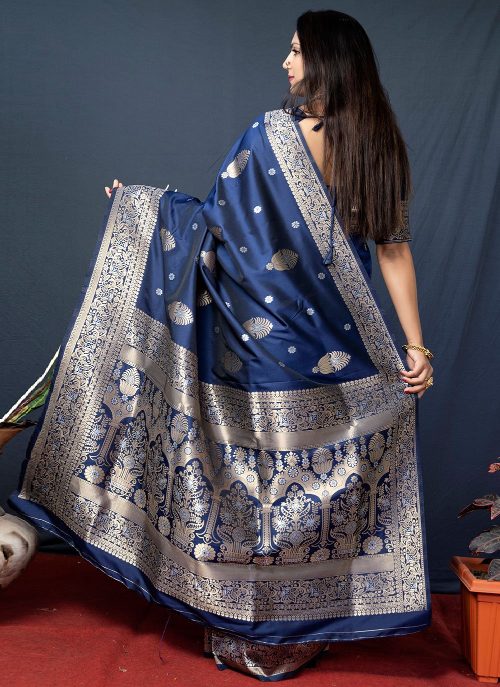 Classic Banarasi Silk Blue Weaving Saree