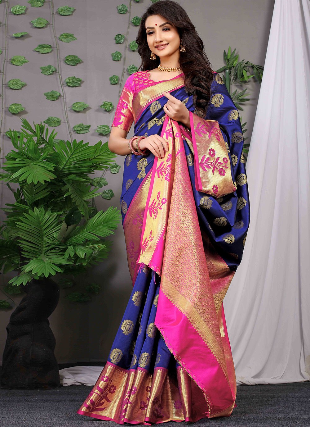 Classic Banarasi Silk Blue Weaving Saree