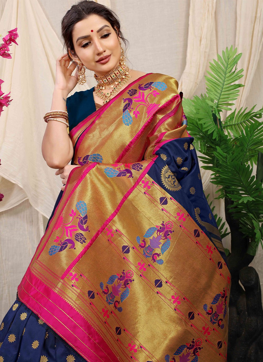 Contemporary Banarasi Silk Blue Weaving Saree