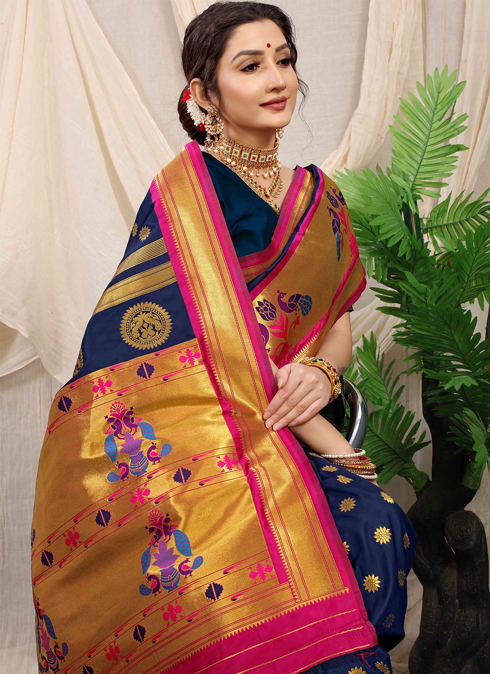 Contemporary Banarasi Silk Blue Weaving Saree