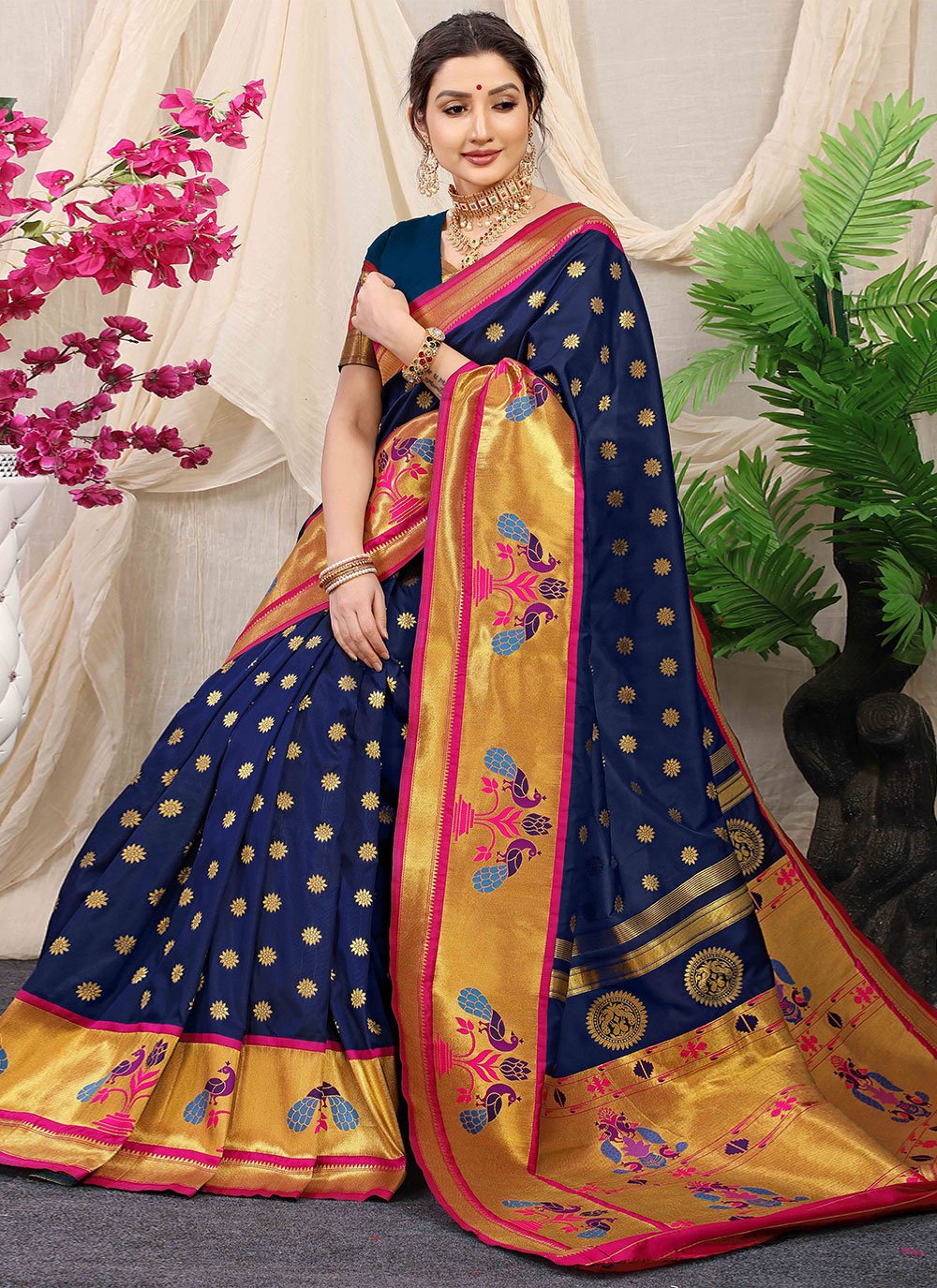 Contemporary Banarasi Silk Blue Weaving Saree