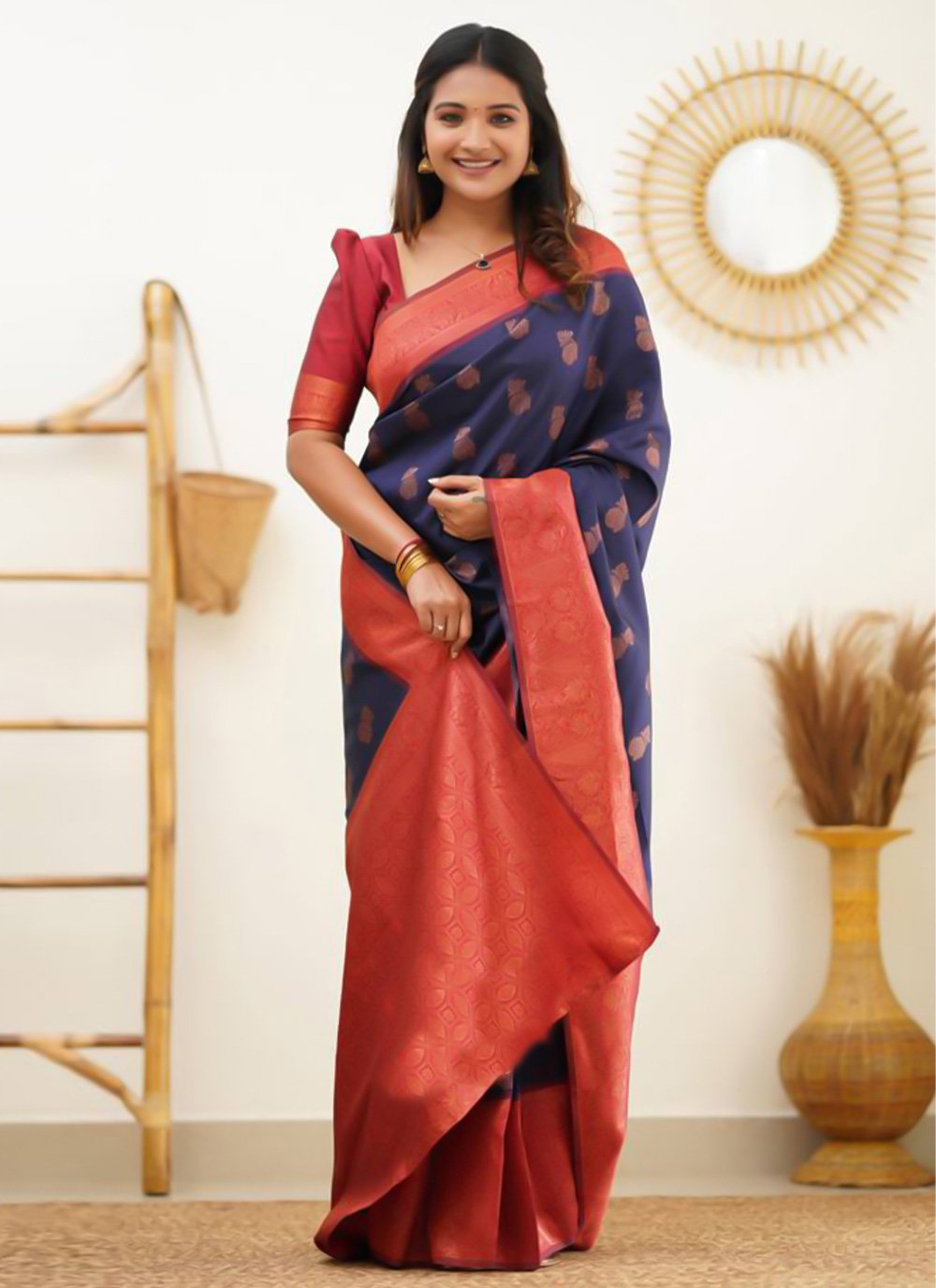 Trendy Saree Banarasi Silk Blue Weaving Saree