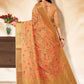 Trendy Saree Banarasi Silk Orange Embroidered Saree