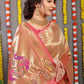Contemporary Banarasi Silk Peach Weaving Saree