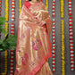 Contemporary Banarasi Silk Peach Weaving Saree