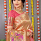 Contemporary Banarasi Silk Peach Weaving Saree