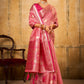Contemporary Banarasi Silk Tissue Pink Patch Border Saree