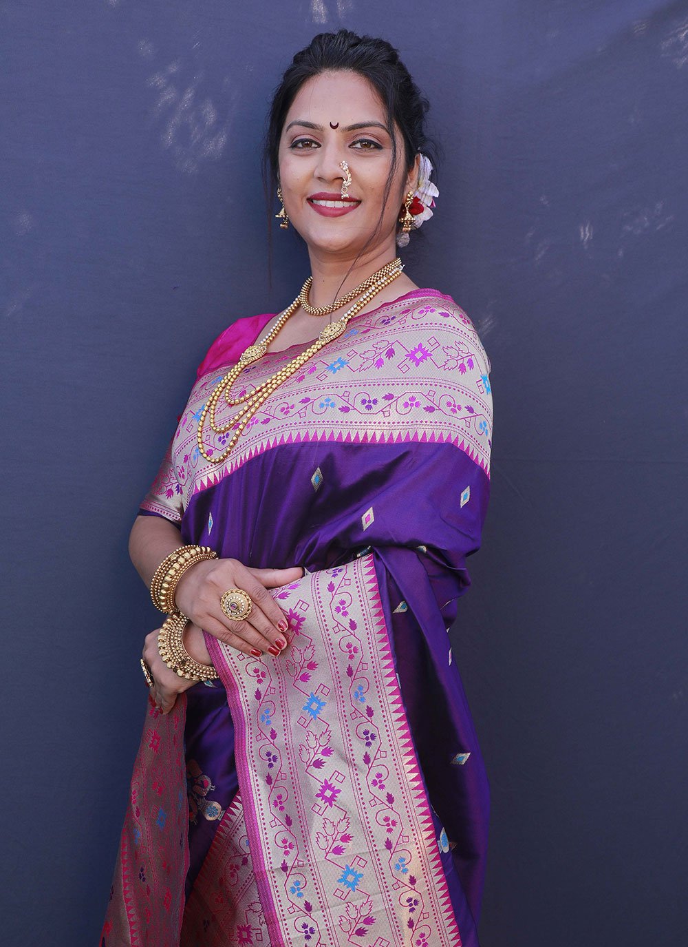 Trendy Saree Banarasi Silk Purple Jacquard Work Saree