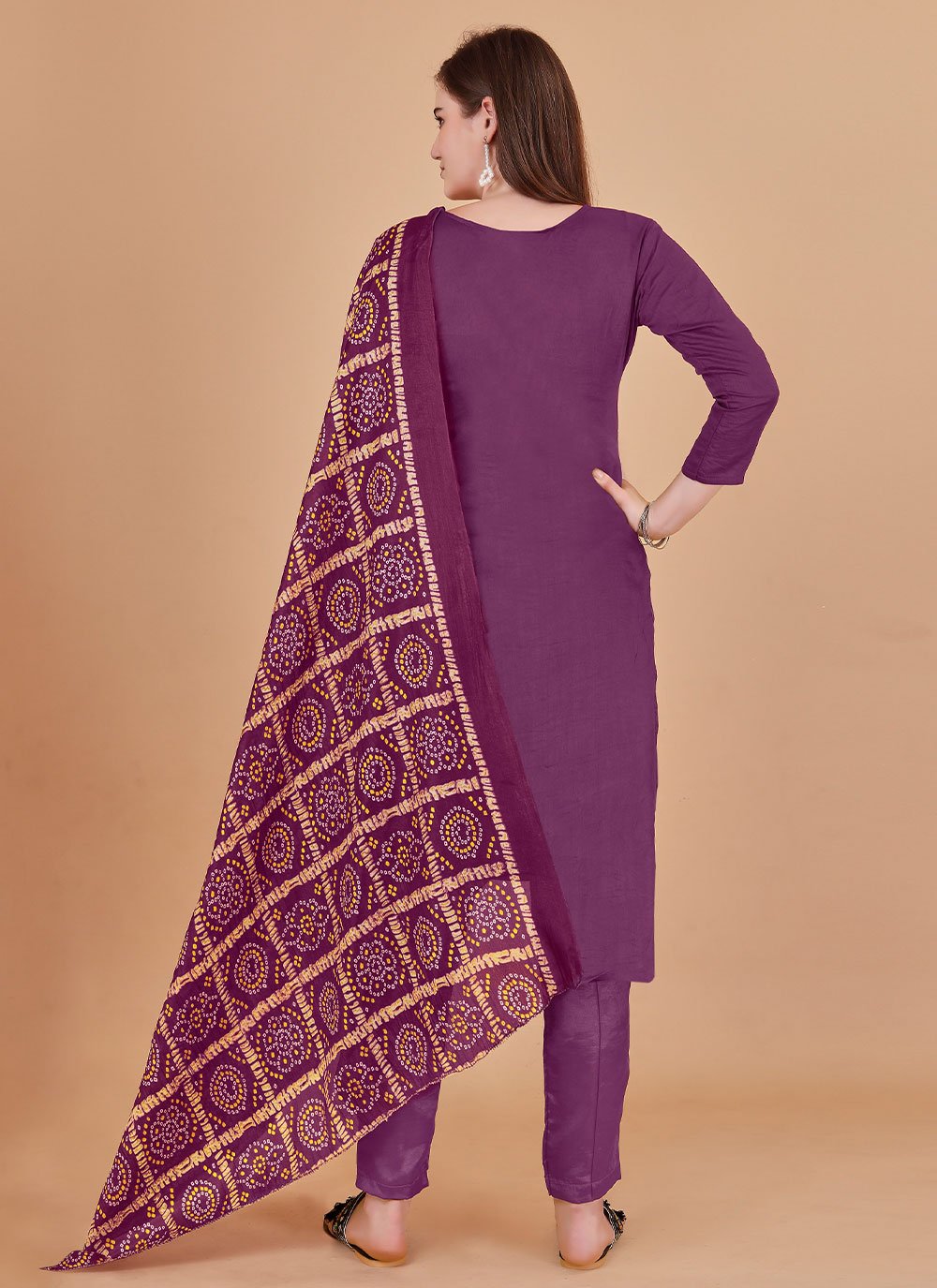 Salwar Suit Banarasi Silk Purple Jacquard Work Salwar Kameez