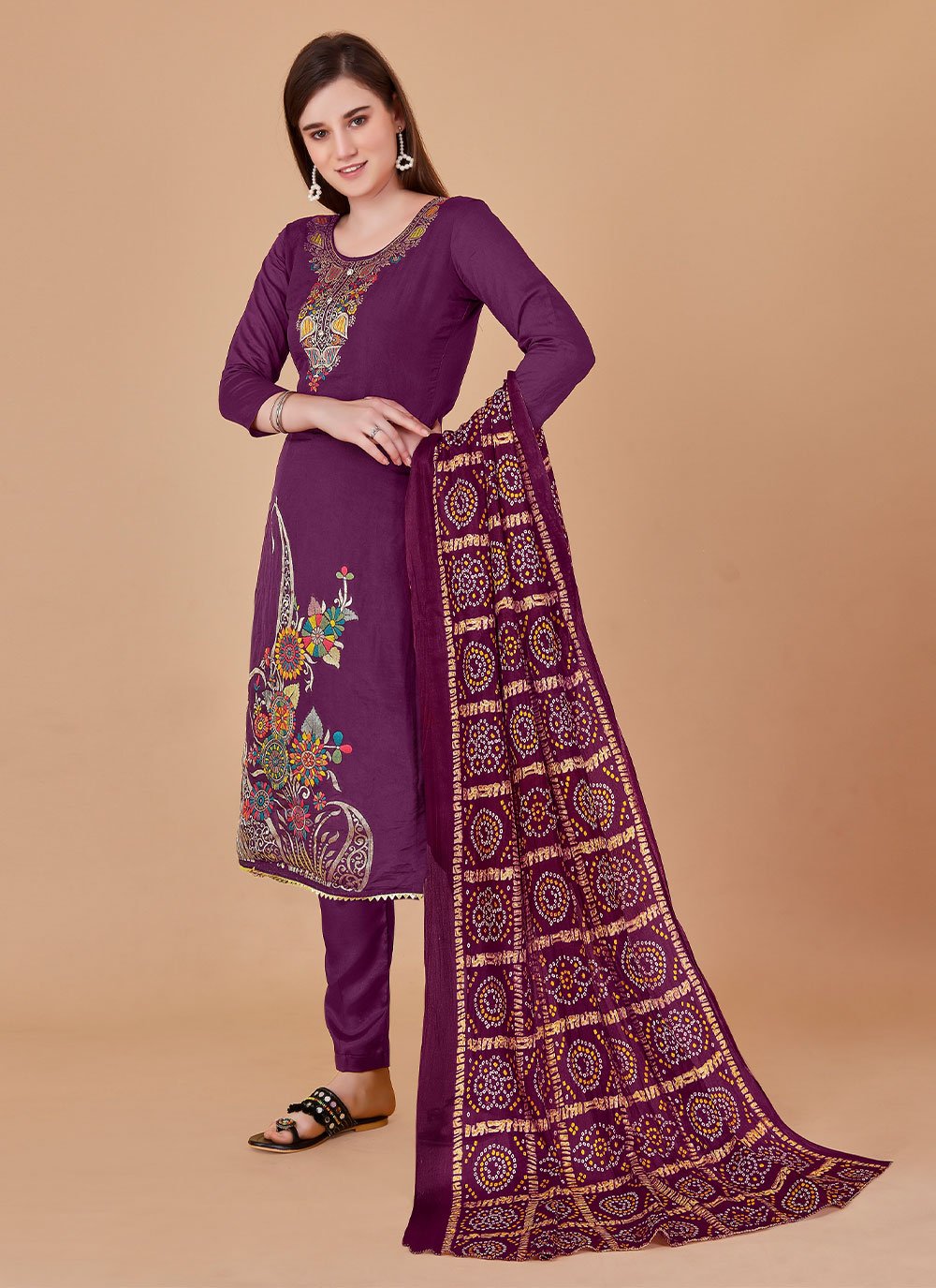 Salwar Suit Banarasi Silk Purple Jacquard Work Salwar Kameez