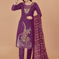 Salwar Suit Banarasi Silk Purple Jacquard Work Salwar Kameez