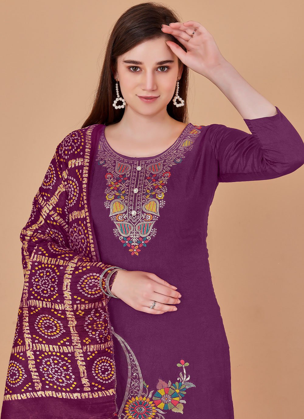 Salwar Suit Banarasi Silk Purple Jacquard Work Salwar Kameez