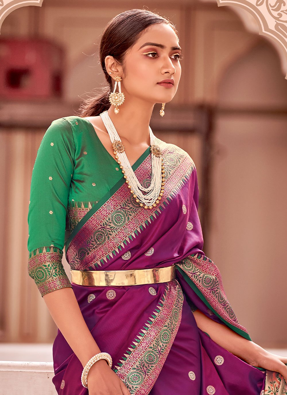 Trendy Saree Banarasi Silk Purple Weaving Saree