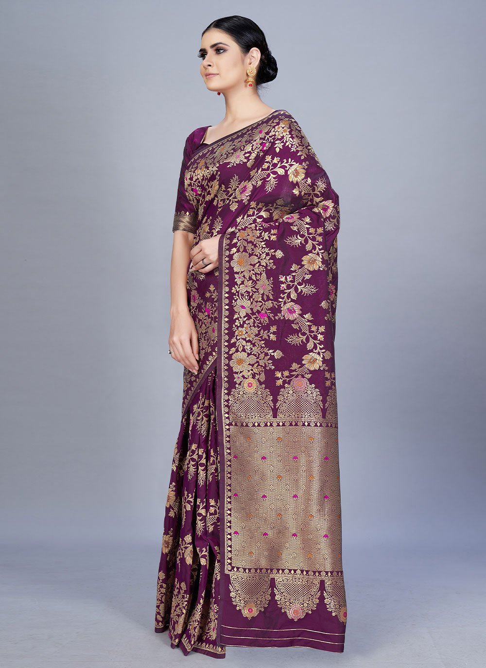 Designer Banarasi Silk Purple Woven Saree