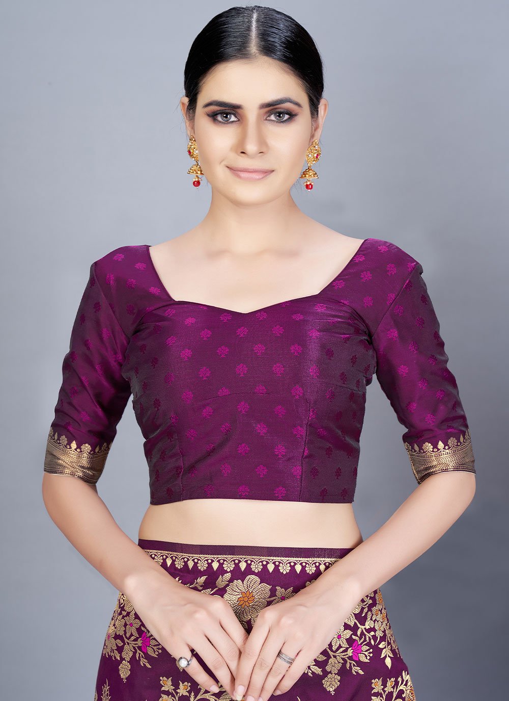 Designer Banarasi Silk Purple Woven Saree