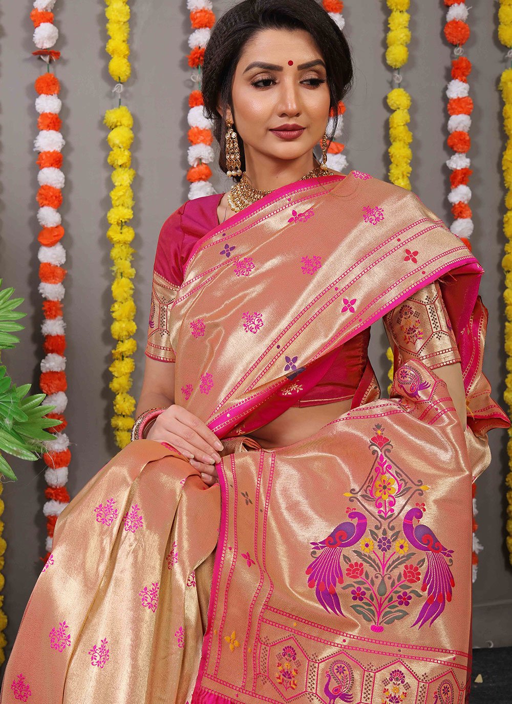 Classic Banarasi Silk Rani Weaving Saree