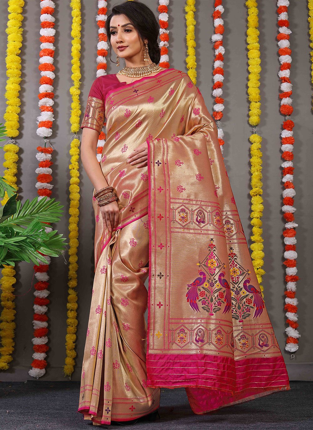 Classic Banarasi Silk Rani Weaving Saree