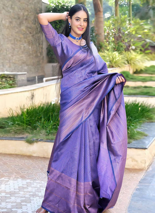 Classic Banarasi Silk Purple Weaving Saree