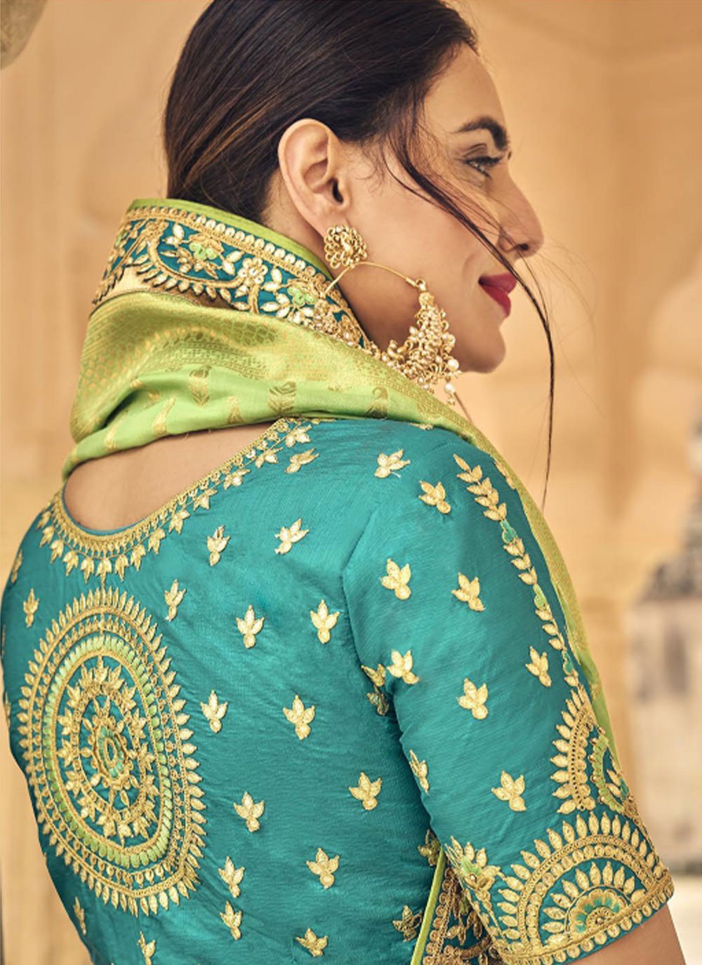 Lehenga Choli Banarasi Silk Green Embroidered Lehenga Choli