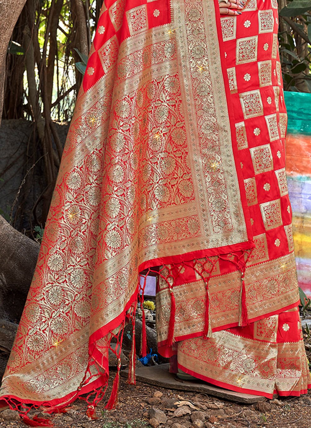 Traditional Saree Banarasi Silk Red Weaving Saree