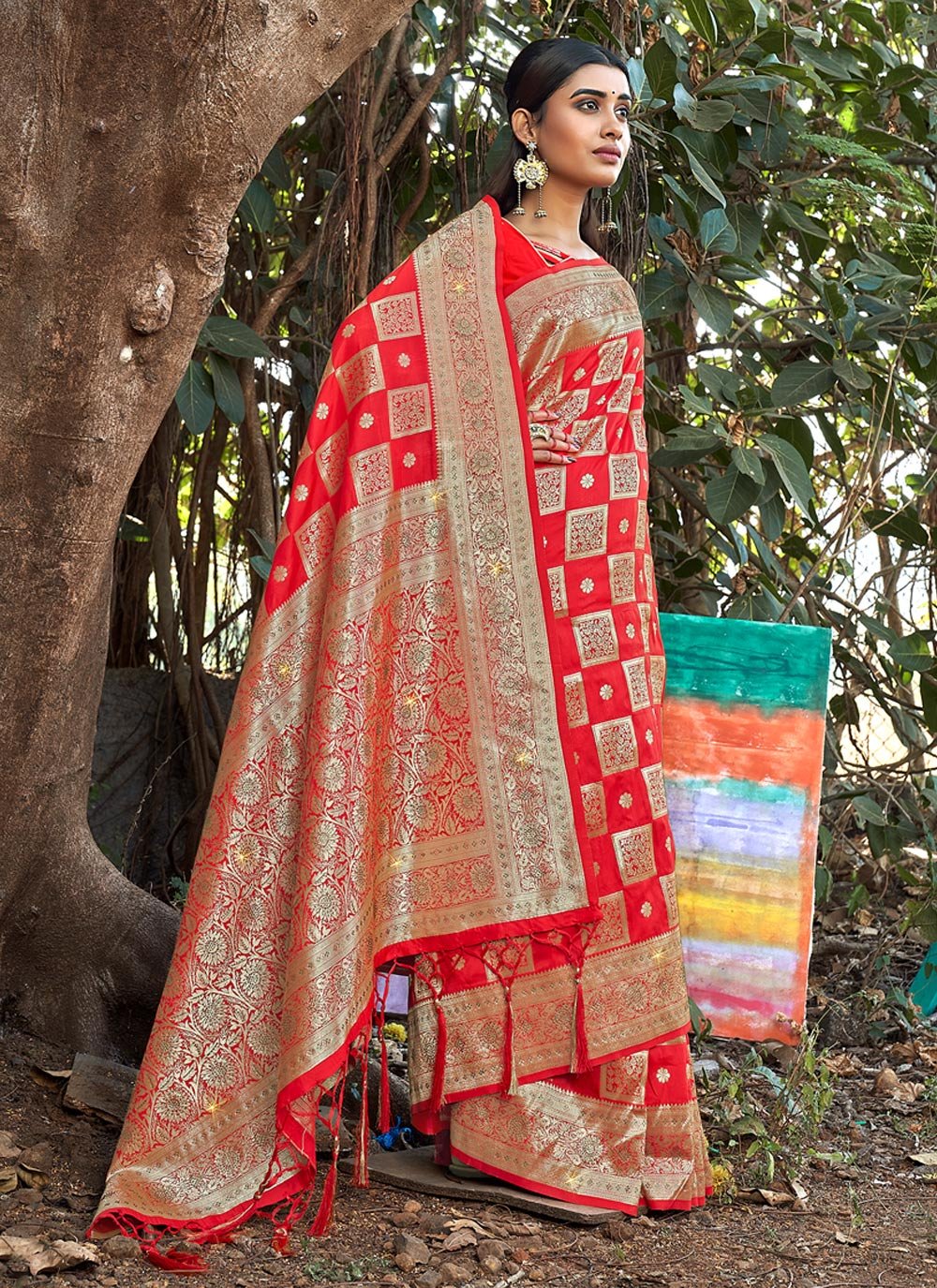 Traditional Saree Banarasi Silk Red Weaving Saree