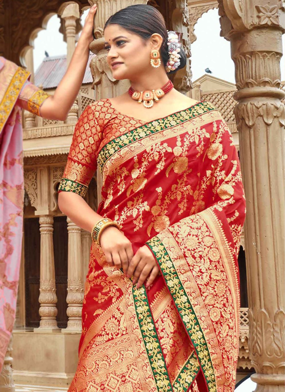 Classic Banarasi Silk Red Weaving Saree