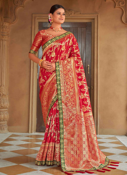 Classic Banarasi Silk Red Weaving Saree