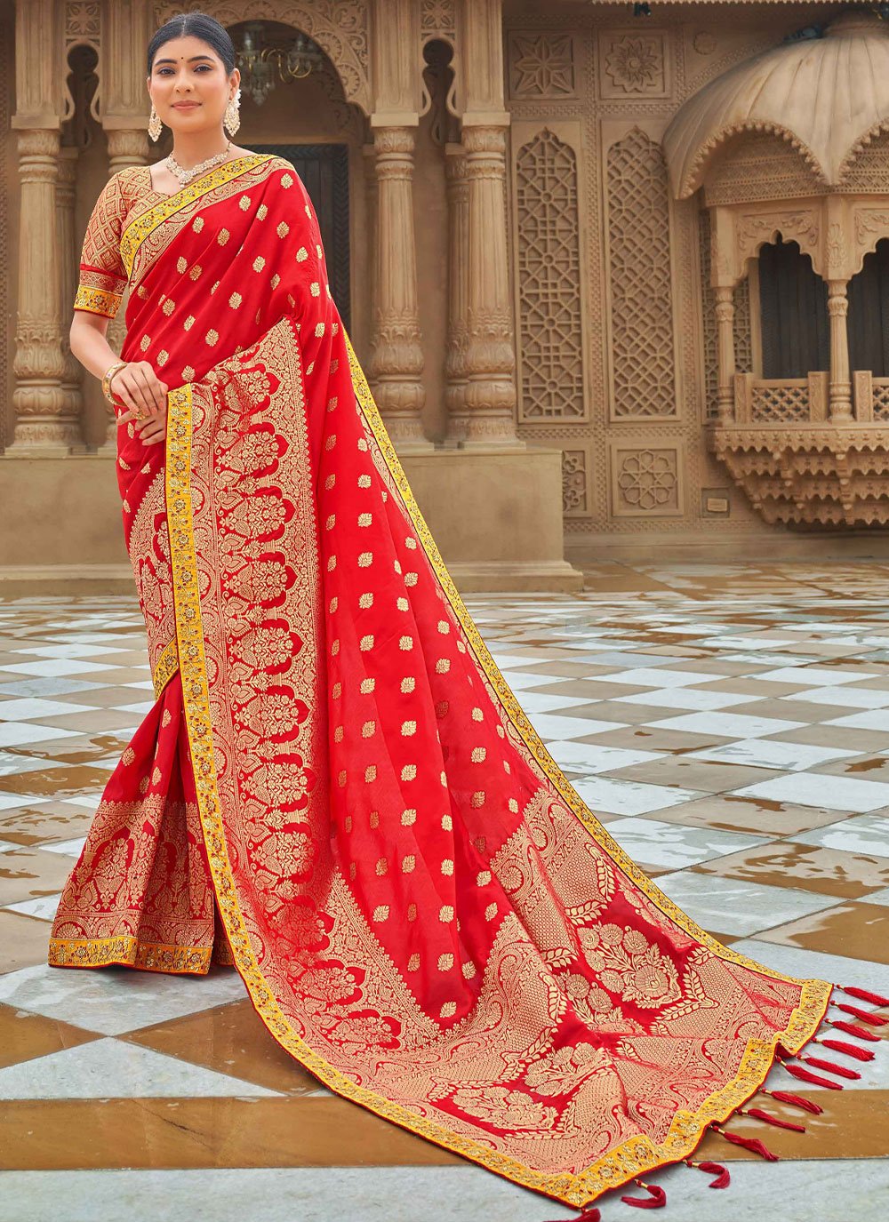 Classic Banarasi Silk Red Weaving Saree